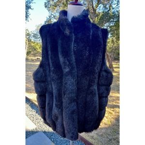 Style XI Faux Fur Black Vest Women's Large Made in USA Mob Wife Ski Bunny